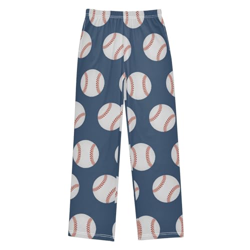 Baseball Balls Blue Lounge Pajama Pants Soft PJ Bottoms for Sleepwear Ages 6-14 Years