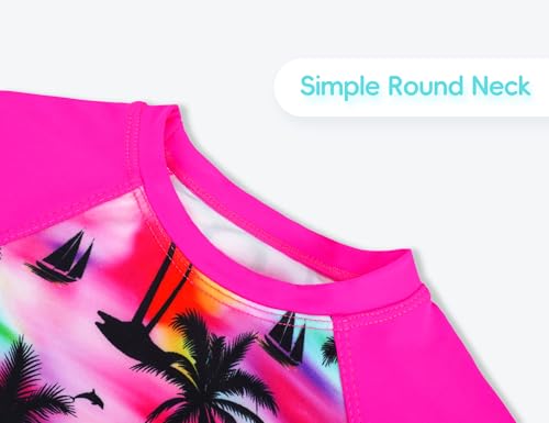 Image of Girls Swimsuit Long Sleeve Rush Guard Bathing Suit Swimwear with Bikini Bottom Sun Protection