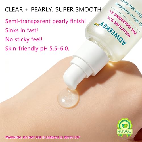 Adweekey Volufiline 92% Serum with Beta-Glucan, PlumpKey™ 3D Micro-Emulsion, Pal-Isoleucine 1%, Lightweight Non-Greasy Face Serum for Bouncy-Looking Skin, 1 fl oz (30 mL) Airless Pump