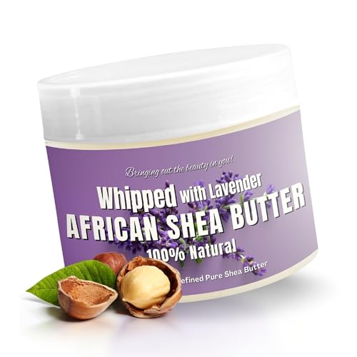 RA COSMETICS Whipped Shea Butter with Lavender Extract – 100% Unrefined Shea Body Butter from Ghana – Moisturizes Skin, Nourishes & Conditions Hair – Softens and Smooths Lips, Hands & Feet – 12oz