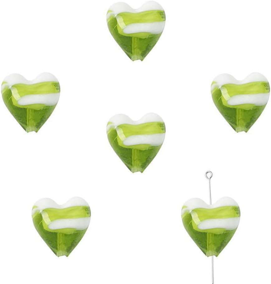 Decoendiy 26Pcs Heart Glass Beads, Pearlized Hand Painted Striped Heart-Shaped Lampwork Crystal Love Loose Spacer Beads for Handmade Jewelry Making, Bracelets & DIY Love Gifts (Dark Blue) image 5