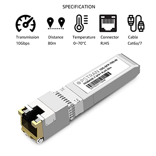 Image of 10GBASE-T SFP+ RJ45 Copper Transceiver Module Compatible with Intel E10GSFPT80 10G SFP+ 80m Cat6a /7