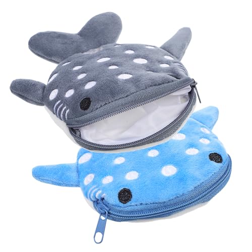 2 Pcs Shark Coin Purse for Plush Zipper Pouch Adorable Wallet for Boys Multi Functional Key Coin Storage Cute Soft Plush Design