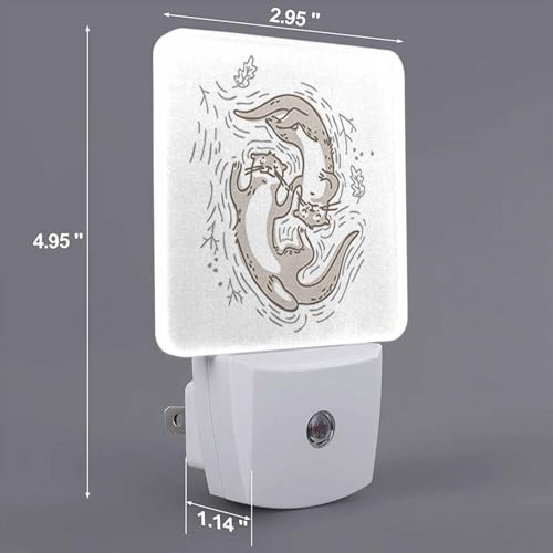 Image of LED Night Light,Funny Couple Otter LED Night Light Plug into Wall with Dusk to Dawn Light Sensor White Energy Efficient Nightlight for Bedroom Bathroom Hallway Living Room Kitchen