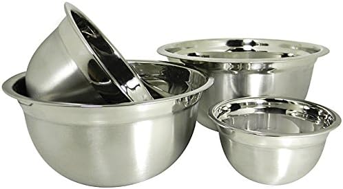 Stainless Steel Euro Style German Deep Mixing Bowl (Set of 4) These Heavy Duty Bowls Last For Decades