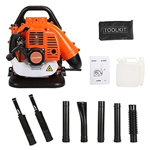 Leaf Blower,Backpack Snow Blower 550 CFM 52 CC Air-Cooled 2-Stroke Engine Long Nozzle EB80 Gas Blower Vacuum and Mulcher for Leaves, Sand, Gravel and Snow from USA Fast Arrival