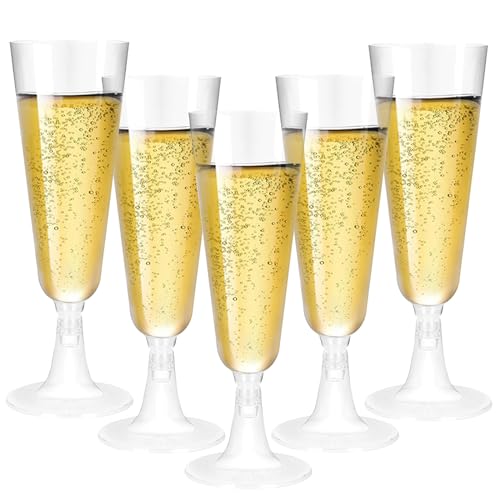 Luckwaii 60 Pièces Flute Champagne Plastique 150ml Reutilisable Verre Champagne Plastique Coupe Champagne Élégant Transparent Plastic Champagne Flutes pour Mariage...