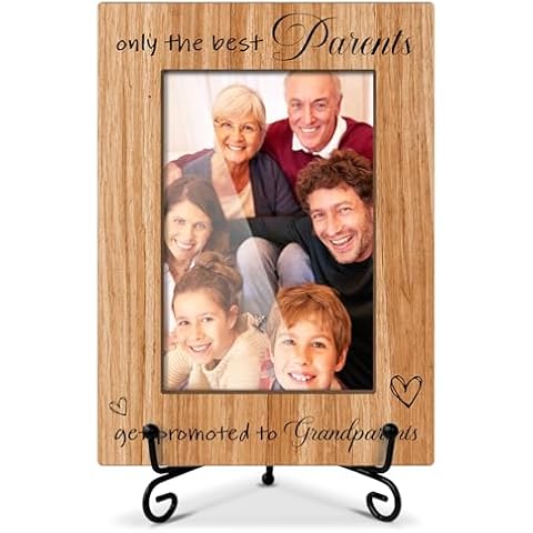 oayGnay Grandparents Picture Frames, Pregnancy Announcement Photo Frame Gifts for Grandma Grandpa, Wooden Picture Frame With Stand, Photo Frame 4 x 6 for Desktop Display Home Decor (Vertical) -35 Cover