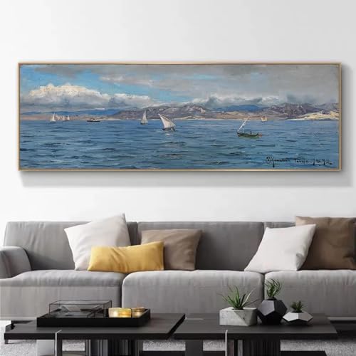Toile paysage naturel coucher de soleil mer KEBIA au rendu authentique peinture à l'huile