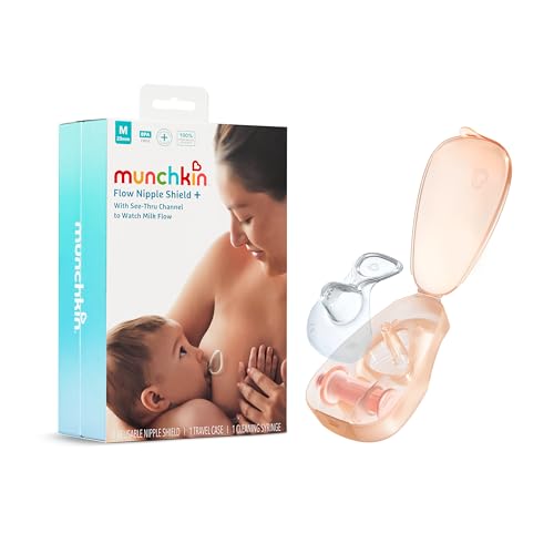 Munchkin® Flow Nipple Shield + with See-Thru Channel to Watch Milk Flow – Nurse Confidently and Meet Your Breastfeeding Goals – 20mm