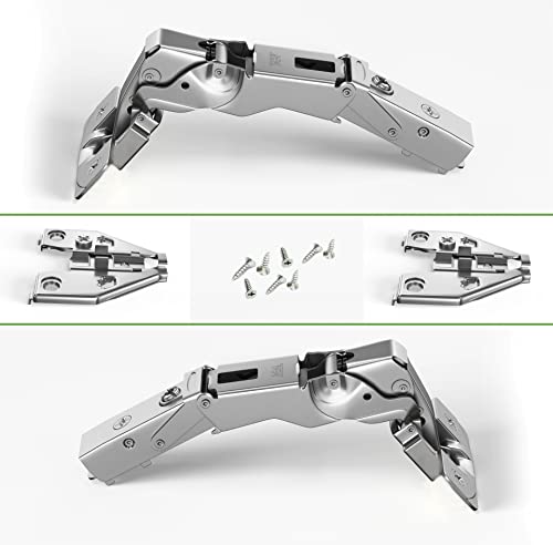 Apollo Direct (2 Pc) 165 Degree Hinges Soft Close, Clip-On, Cam Adjust, Zero Protrusion For Lazy Susan Corner Cabinets, Closets And Pantries. Mounting Plates (Incl) For Face Frame Cabinets #TOP6