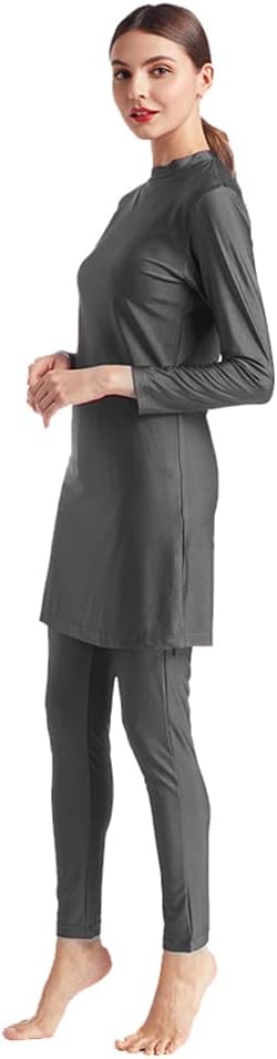 ODIZLI Women Modest Muslim Swimsuit Full Coverage Swimwear Islamic Hijab Swimming Burkini Swim Suit Solid Color