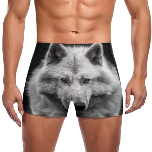 Boxer de bain loup noir et blanc homme anti frottement et séchage rapide