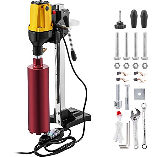 Happybuy 6 Inch 160MM Diamond Core Drilling Machine 2180W Diamond Core Drill Rig with Stand and Drill Bits,Wet Dry Core Drill Rig for Diamond Concrete Drilling Boring (Drill Bit Diameter: 4.25 108MM)