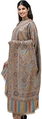 Jamawar Shawl with Woven Flowers in Multicolored Thread2