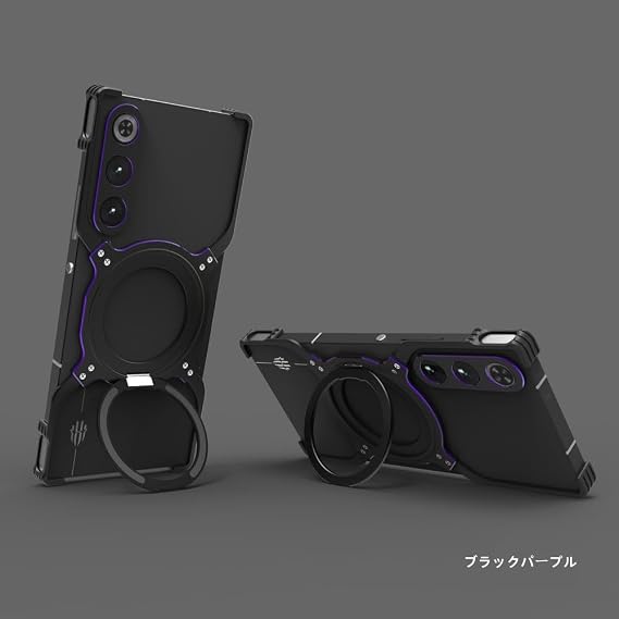 Red Magic 10 Air 向け バンパー ケース エアバッグ保護 メタル フレーム 衝撃吸収 レンズ保護プレート付き 回転 スタンド機能 磁気充電対応 アルミニウム製 金属カバー RM10A-JK-50507 シルバー