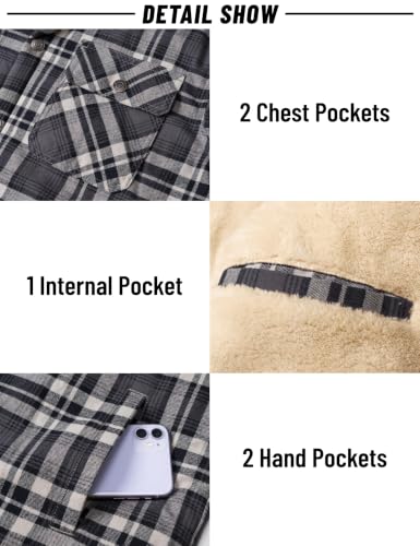 Image of MAGNIVIT Men's Flannel Jacket Plaid Fleece Button Hoodie Jackets Shirt | pure cutton,5 pocket,adjustable drawstring hood,casual,work,outdoor