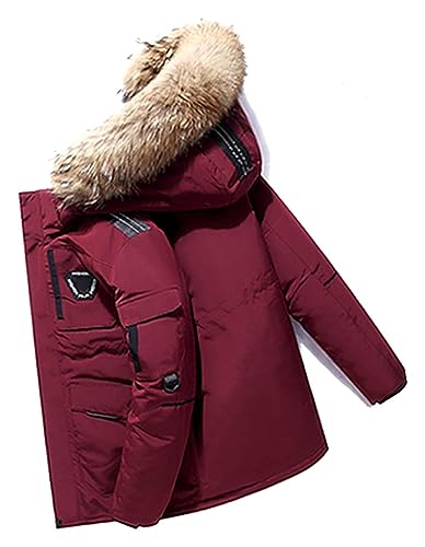 Jacket Men's Down Jacket Big Goose Autumn and Winter Thickened Coat Canada Style Warm Snow Coat(Red,XX-Large)