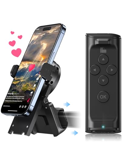 JIMZOO Remote Control for TikTok with Phone Holder, Page Turner for Kindle App E-Book, Bluetooth Camera Shutter Video Recording Remote, Scrolling Remote for TikTok for iOS/Android/Tablet/iPad/iPhone