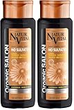NaturVital - Champú Organic Salon, Sin Sulfatos, Parabenos ni Siliconas, Champú Natural con Keratina Vegetal y Extractos Biológicos, para Cabellos Dañados, Rizados o Alisados, 300 ml (Paquete de 2)