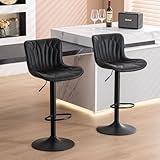 YOUNIKE Juego de 2 taburetes de bar, color negro