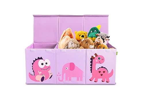 Ethiques Purple Collapsible Large Toy Chest, Sturdy Storage Compartments With Lids. Kids Toy Box Chest Storage Organizer For Nursery Room, Playroom, Home Organization, 40.6X16.5X14.2 Inch (Cute Dinosaur). Large Toy Box For Girls . Toy Box For Boys #TOP6