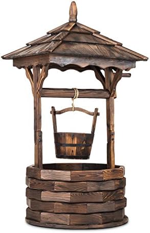 Blumfeldt Loreley Garden - Fountain Garden Decoration (135cm Fir Burnt Wood Fire Treatment for Protection Against Atmospheric Agents) - Brown