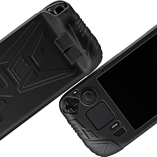 PlayVital Armor Series Protective Case for Steam Deck, Silicone Cover for Steam Deck with Back Button Enhancement Designed & Thumb Gripss - Black - 5
