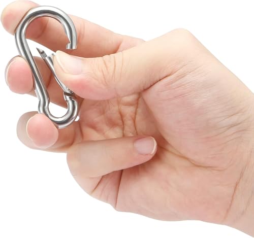 Image of sprookber Stainless Steel Spring Snap Hook Carabiner - 304 Stainless Steel Clips, Set of 6