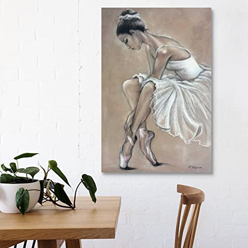 Caiiju Girl Practicing Ballet Poster Decorative Painting Canvas Wall Art Living Room Posters Bedroom Painting 16X24Inch(40X60Cm) #TOP2
