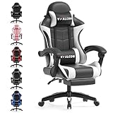 Vfalcon XTREME Gaming Chair – Ergonomic Reclining Chair with Footrest, 360° Swivel, Height Adjustable (White)