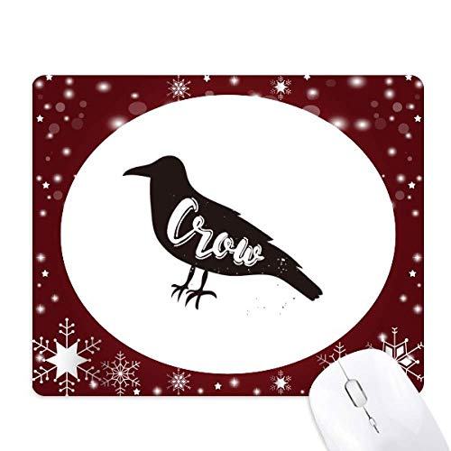 Tapis de souris corbeau noir et blanc au design d'hiver pour bureau chaleureux