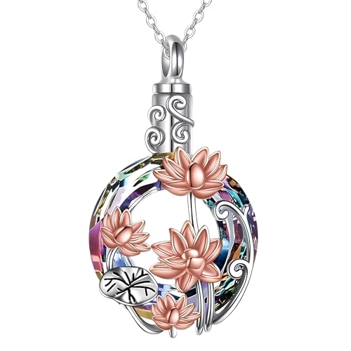 Collier souvenir lotus pendentif cristal pour garder un être cher