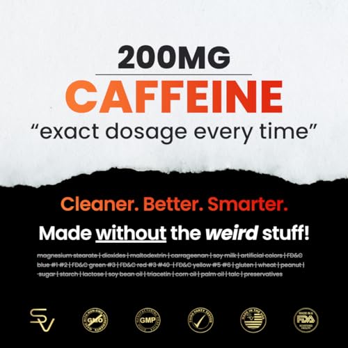 SmarterVitamins 200mg Caffeine Pills - MCT Oil from 100% Coconuts + 100mg L-Theanine, Energy and Focus, Extended Release Capsule, 50 Liquid Softgels