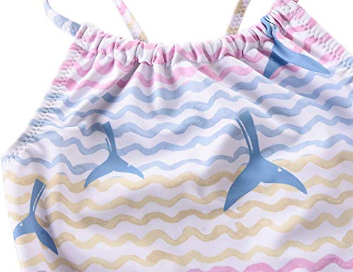 Cadocado Racer Back One Piece Swimsuit For Girls Sleeveless Cute Hawaiian Beach Sport Swimwear,Sea,6 Years #TOP2