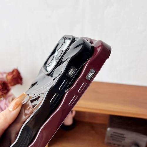 Coque iPhone 15 Pro rouge vin motif ondulations d'eau souple - 5