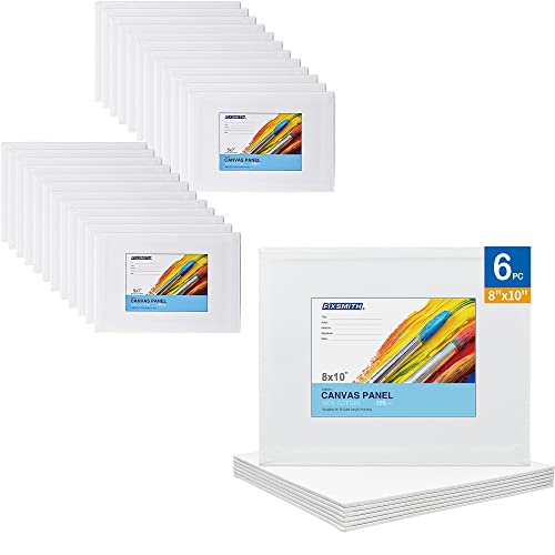 Fixsmith Painting Canvas Panel Boards - 5X7 Inch Art Canvas,24 Pack With 8X10 Inch Canvas Board 6 Pack Canvases,100% Cotton,Primed Canvas Panel,Acid Free,Artist Canvas Boards #TOP21