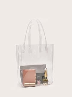 clear plastic handbolsas totes