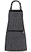 ALIPOBO Aprons for Women and Men, Kitchen Chef Apron with 2 Pockets and 40" Long Ties, Adjustable Bib Apron for Cooking, Serving - 32" x 28" - Black/White Pinstripe - 1 Pcs