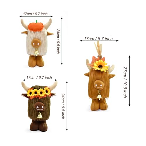 Peluche de tierras altas dulce de 28 cm: pack de 3 piezas para decorar salones 7