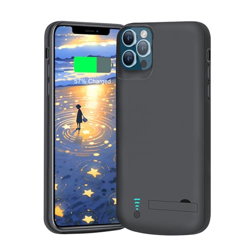 BAHOND New Version Battery Case for iPhone 12 / iPhone 12 Pro 5000mAh Rechargeable Extended Battery Charging Charger Case Add 100% Extra Juice (6.1 Inches) Black