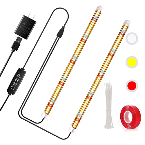 CXhome T5 LED Pflanzenlampe Vollspektrum, mit 3/9/12H-Timer, 2-Röhren-Unabhängig ein/aus, 10 dimmbare Ebenen, für Zimmerpflanzen (Gelb/Rot/Weiß) Cover