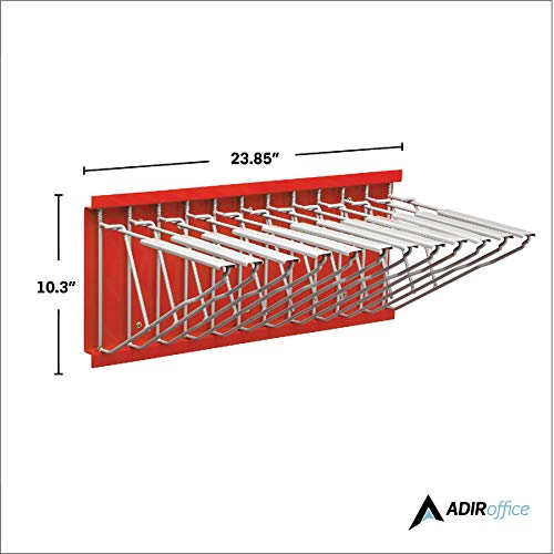 Adir Wall Mount Blueprint Storage - Hanging Poster Display Rack - Plans File Holder Organizer - Ideal For Small Or Big Office, Home (Red) #TOP4