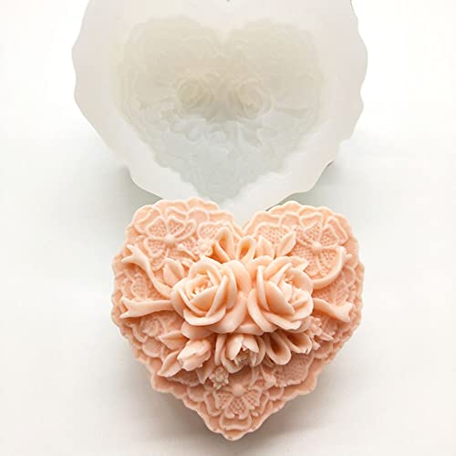 Beautiful Flower Delicate Floral Heart Silicone Soap Molds For Soap Making, Craft Diy Handmade Chocolate Candy Cake Mold #TOP5