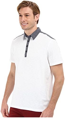 DKNY Jeans Men's Short Sleeve Slub Jersey + Chambray Polo