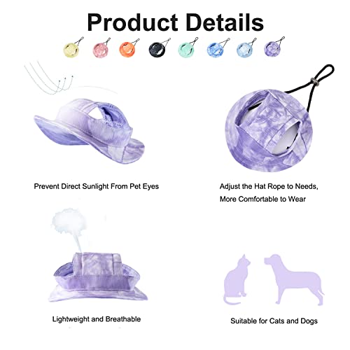 Hdkuw Dog Bucket Hats, Dog Round Cap With Ear Hole, Adjustable Outdoor Travel Sun Protection Sport Hat For Cat Small Medium Dogs Purple S #TOP2