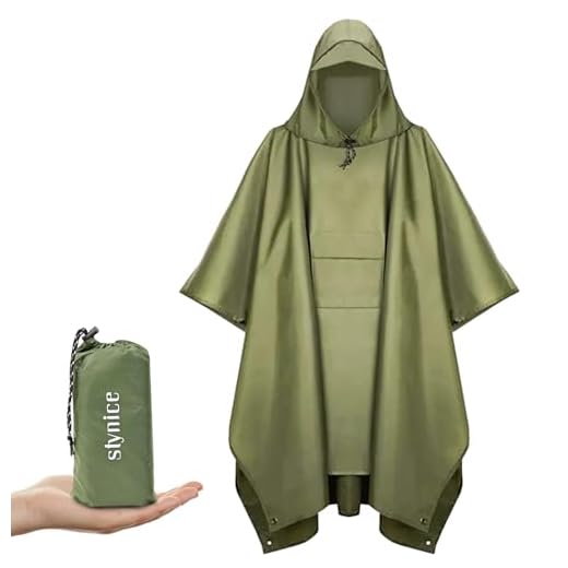 Stynice Leicht Wasserdicht Regenponcho Herren & Damen - Mehrzweck Regenjacke Outdoor mit Kapuze Faltbare Tasche für Camping Wandern Hikking - Atmungsaktive 3in1 Regencape