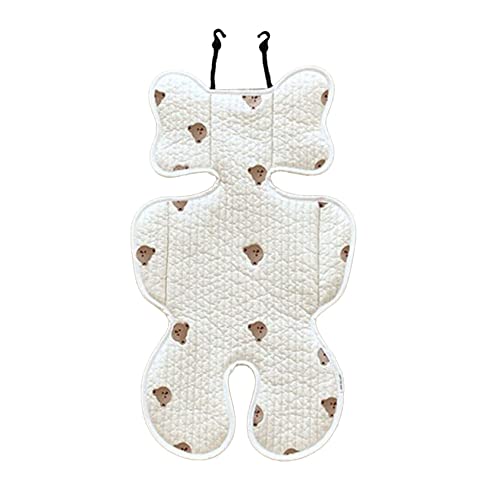 乳児用カーシートインサート、乳児用調整ヘッドサポート安全枕と柔らかい乳児用ベビーカーシートクッション通気性ピュアコットン幼児カーシートヘッドネックボディサポート(クマ)