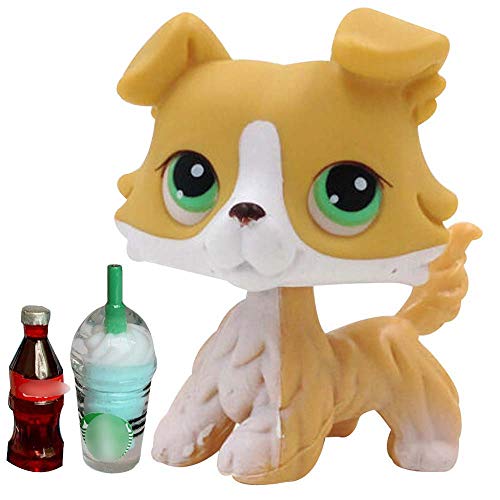 PPToys lps Collie 272, lps Figure Yellow with Green Eyes with lps Accessories Drink Kids Gift