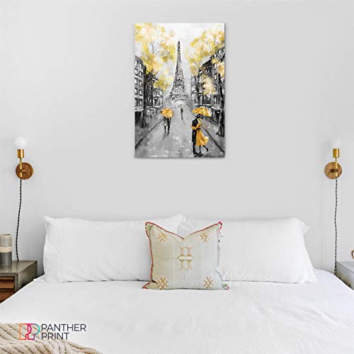Tableau Paris jaune et noir 18x12 cm | Toile murale moderne - 6